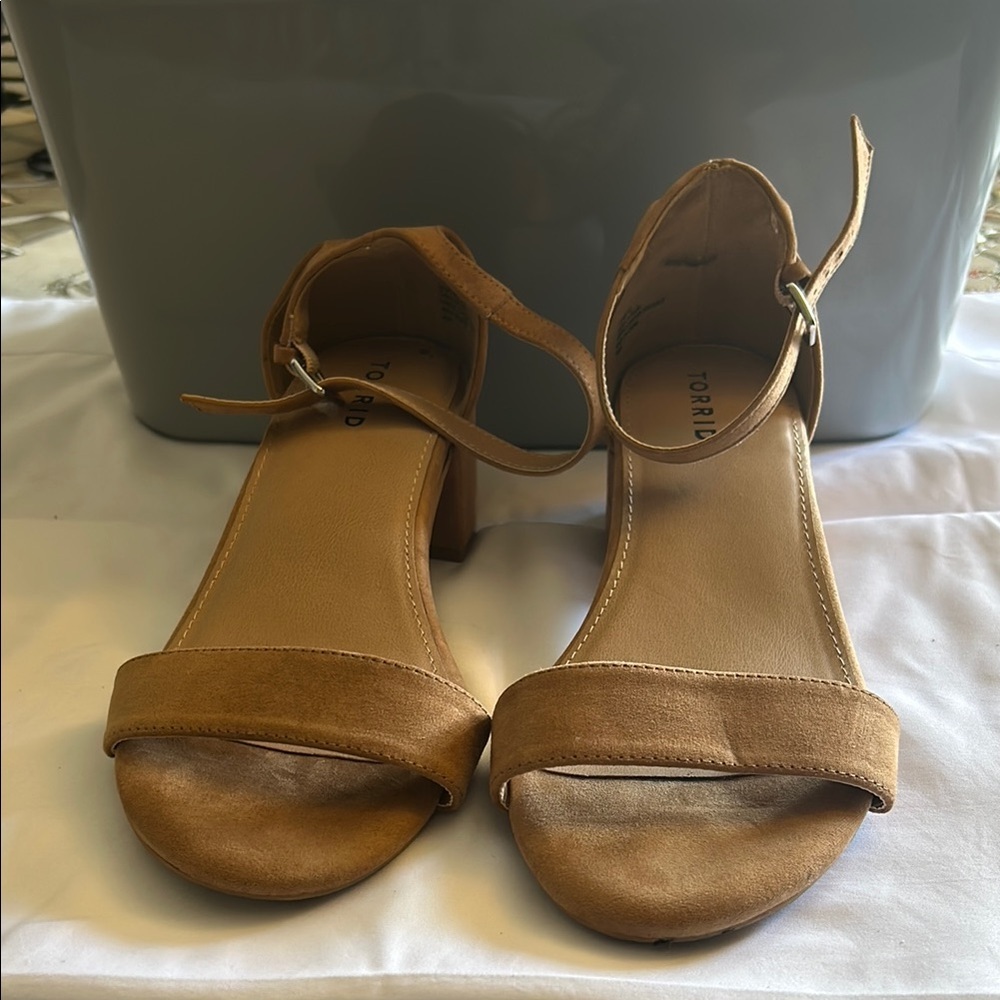 Torrid Tan Heeled Sandals with Adjustable Strap